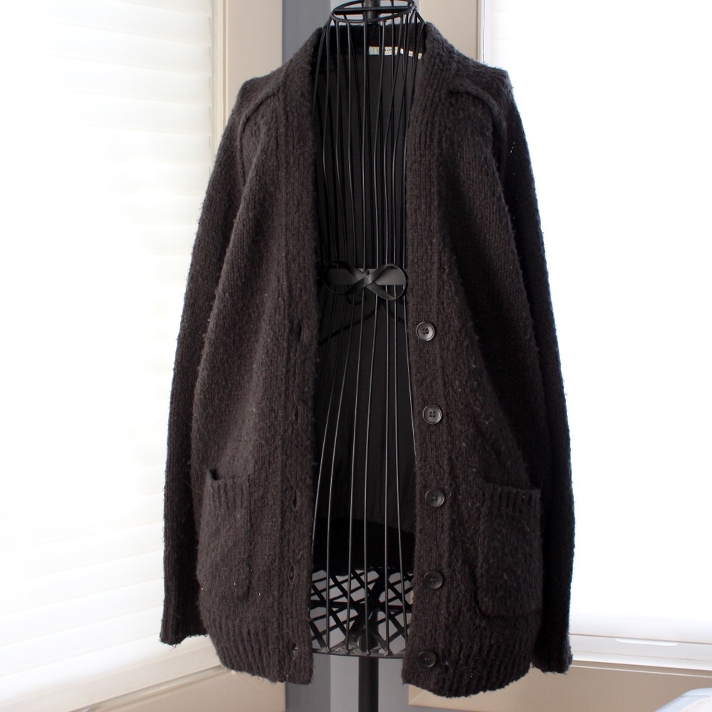 Oversized Dark Grey Knit Cardigan